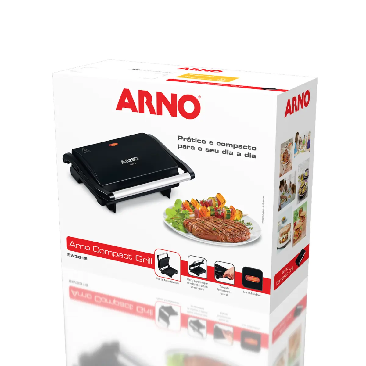 Sanduicheira Grill Uno Compact Grelha Antiaderente GPTO 127v Preto - Arno