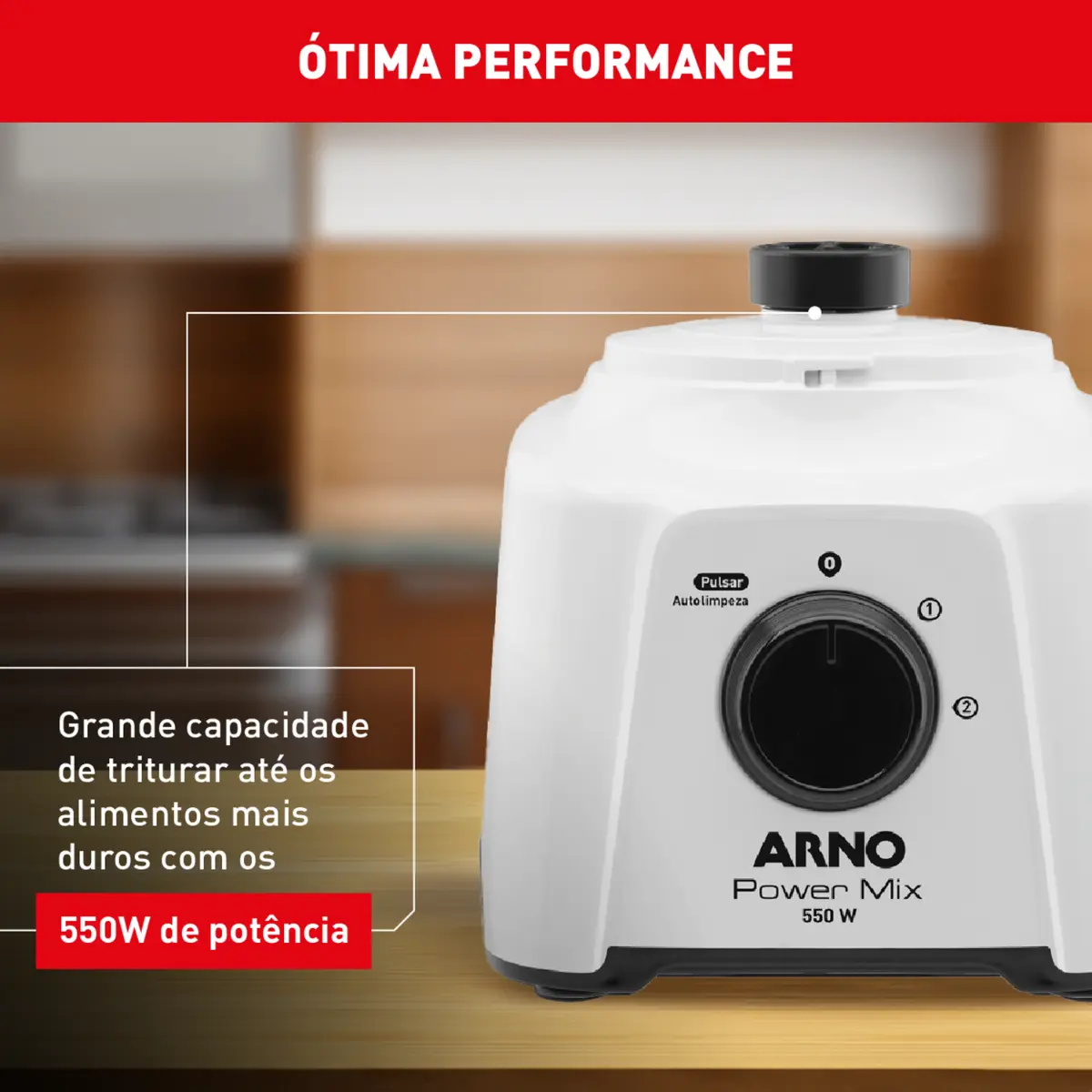 Liquidificador Power Mix 3 Velocidade + Pulsar 2L LQ12 127v Branco - Arno