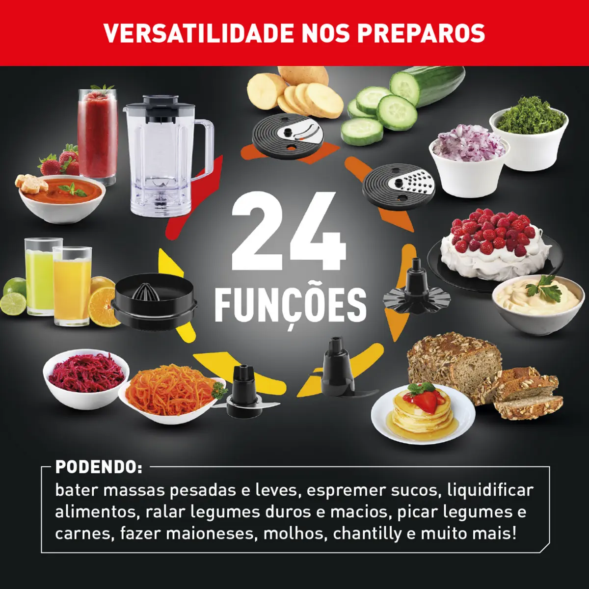 Multiprocessador Multichef 24 Funções 700w MP72 127v Preto - Arno