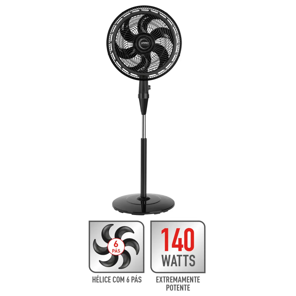 Ventilador de Coluna X-Treme com 6 Pás 40cm VE6C 140w Preto - Arno