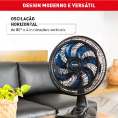 Ventilador de Mesa X-Treme com 7 Pás 40cm VE70 150w Preto/Azul - Arno