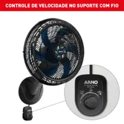 Ventilador de Parede Xtreme Force Breeze com 6 Pás 50cm VB51 126w Preto - Arno