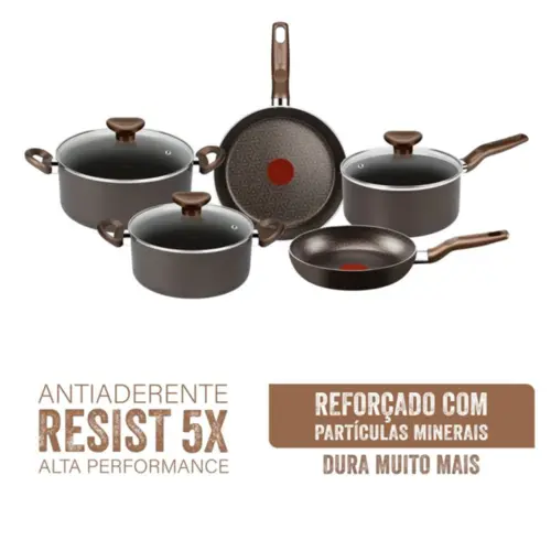 Jogo de Panelas Experte 5 Peças Antiaderente 5821500 Chocolate - Rochedo