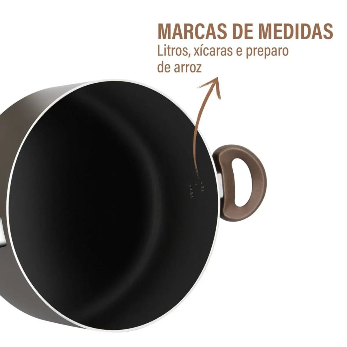 Jogo de Panelas Experte 5 Peças Antiaderente 5821500 Chocolate - Rochedo