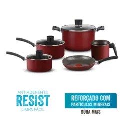 Jogo de Panelas Facilita 5 Peças Antiaderente 5821700 Vermelho - Rochedo