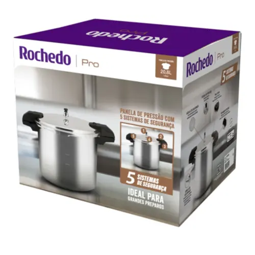 Panela de Pressão Pro de Alta Capacidade 20L P3115233 Prata - Rochedo