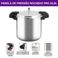 Panela de Pressão Pro de Alta Capacidade 20L P3115233 Prata - Rochedo