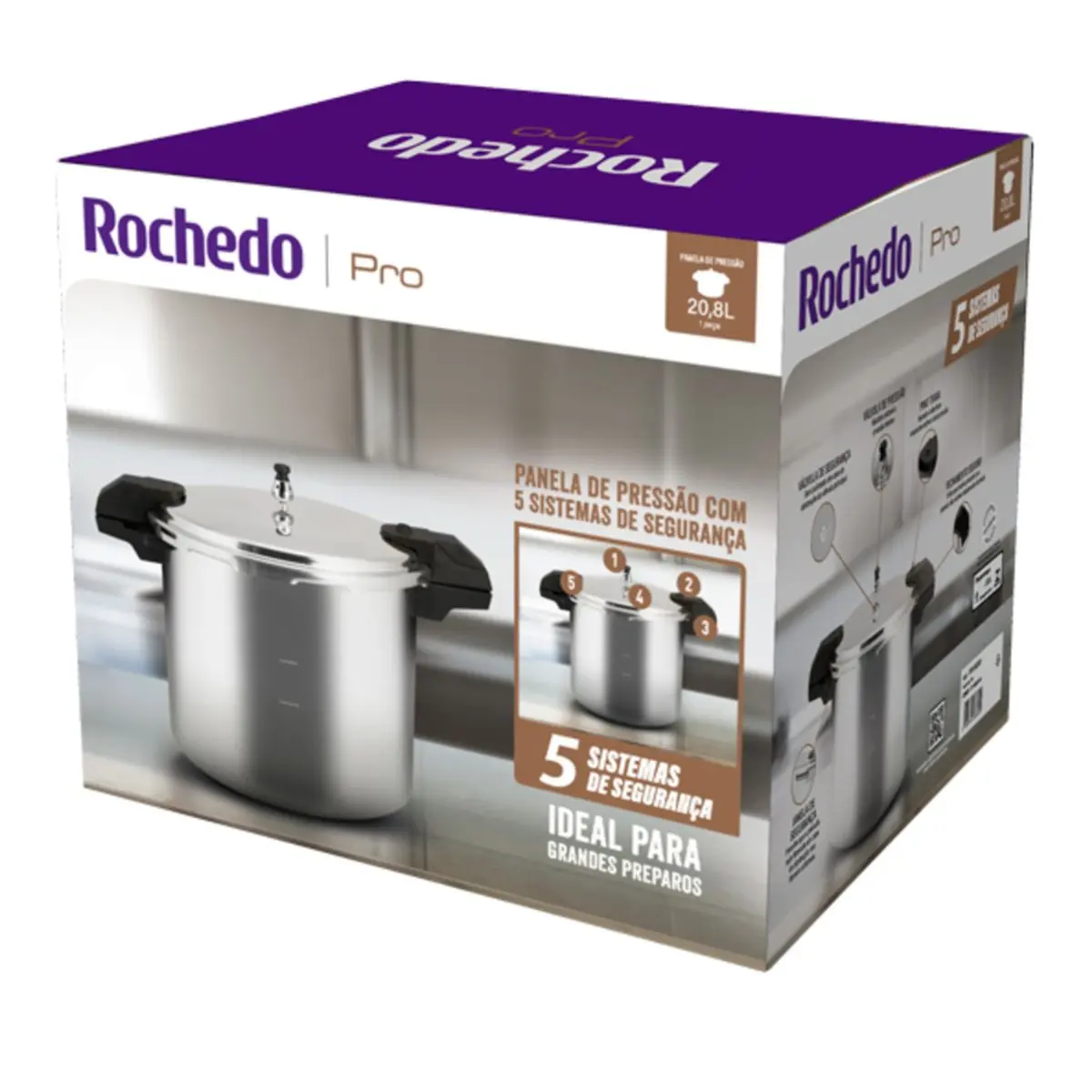 Panela de Pressão Pro de Alta Capacidade 20L P3115233 Prata - Rochedo