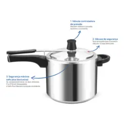 Panela de Pressão Turbo Alumínio Polido 7L R772J3A1 Prata - Rochedo