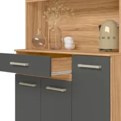 Kit Cozinha Magazin com 05 Portas 01 Gaveta 90 Freijó/Chumbo - Nicioli