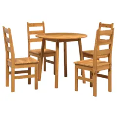 Conjunto de Mesa Irlanda com 04 Cadeiras Bella Madeira Maciça 53-52 Verniz Nogueira - Tabulae