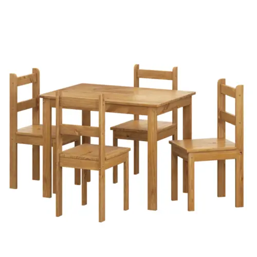 Conjunto de Mesa Apa com 04 Cadeiras Madeira Maciça 53-59 Verniz Nogueira - Tabulae