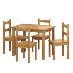 Conjunto de Mesa Apa com 04 Cadeiras Madeira Maciça 53-59 Verniz Nogueira - Tabulae