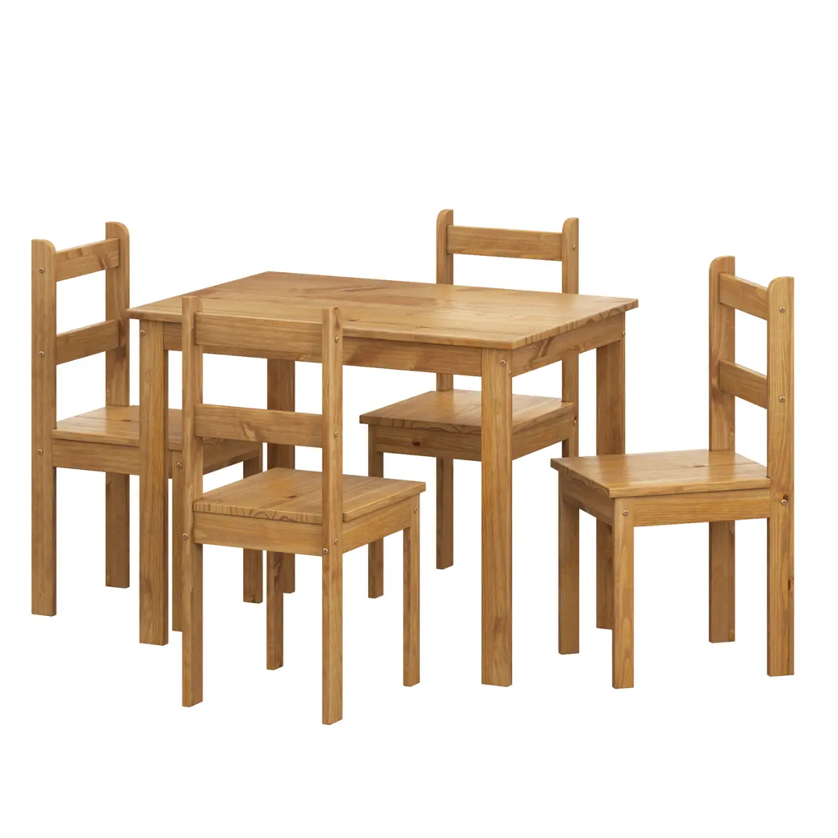 Conjunto de Mesa Apa com 04 Cadeiras Madeira Maciça 53-59 Verniz Nogueira - Tabulae