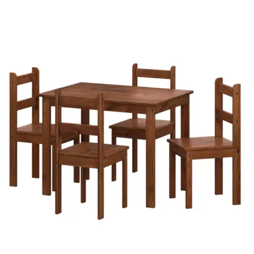 Conjunto de Mesa Apa com 04 Cadeiras Madeira Maciça 53-60 Verniz Nogal - Tabulae