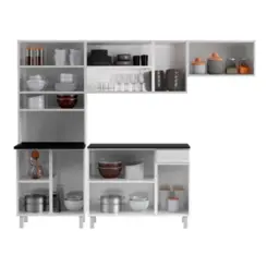 Cozinha Esmeralda Compacta em Aço com Balcão 12 Portas 01 Gaveta 89 Branco - Telasul