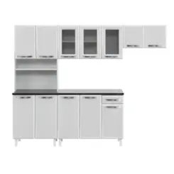 Cozinha Esmeralda Compacta em Aço com Balcão 12 Portas 01 Gaveta 89 Branco - Telasul