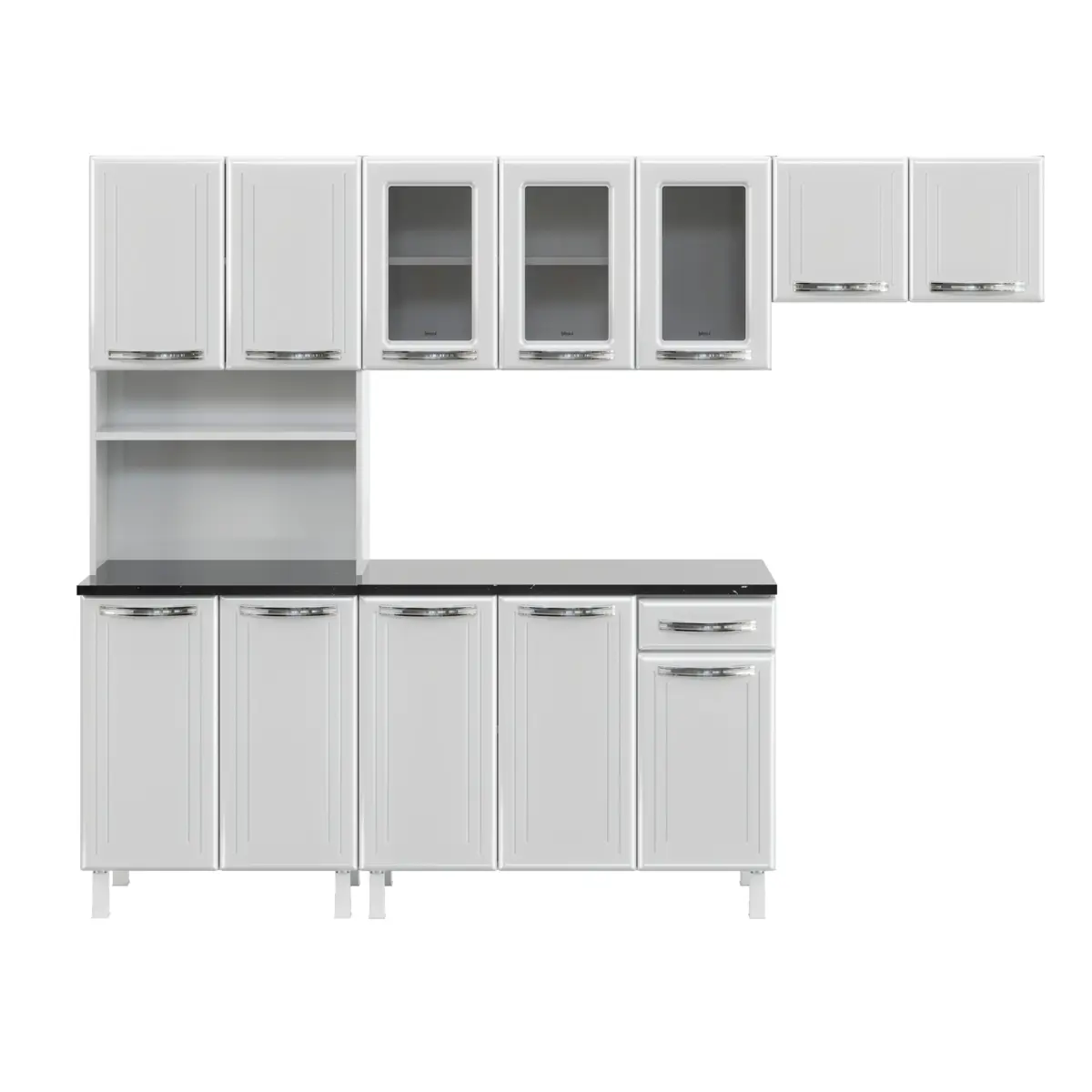 Cozinha Esmeralda Compacta em Aço com Balcão 12 Portas 01 Gaveta 89 Branco - Telasul