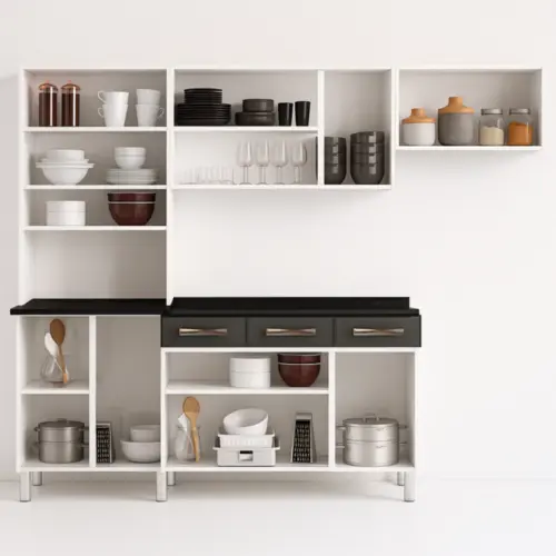 Cozinha Star New em Aço com Balcão 12 Portas 03 Gavetas 95 Cinza - Telasul
