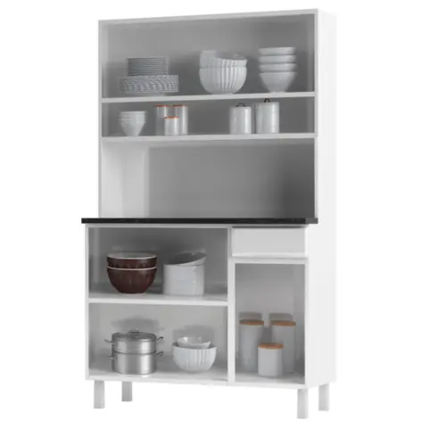 Kit Cozinha Esmeralda em Aço com Tampo 06 Portas 01 Gaveta Branco - Telasul