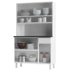 Kit Cozinha Esmeralda em Aço com Tampo 06 Portas 01 Gaveta Branco - Telasul