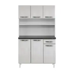 Kit Cozinha Esmeralda em Aço com Tampo 06 Portas 01 Gaveta Branco - Telasul
