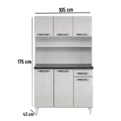 Kit Cozinha Esmeralda em Aço com Tampo 06 Portas 01 Gaveta Branco - Telasul