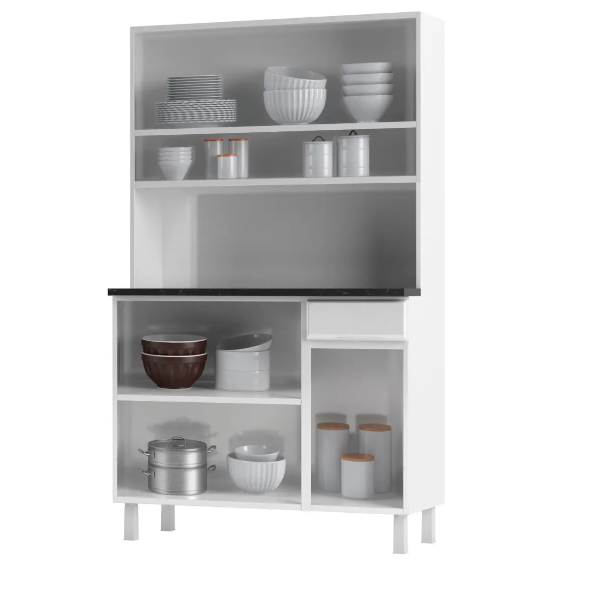 Kit Cozinha Esmeralda em Aço com Tampo 06 Portas 01 Gaveta Branco - Telasul