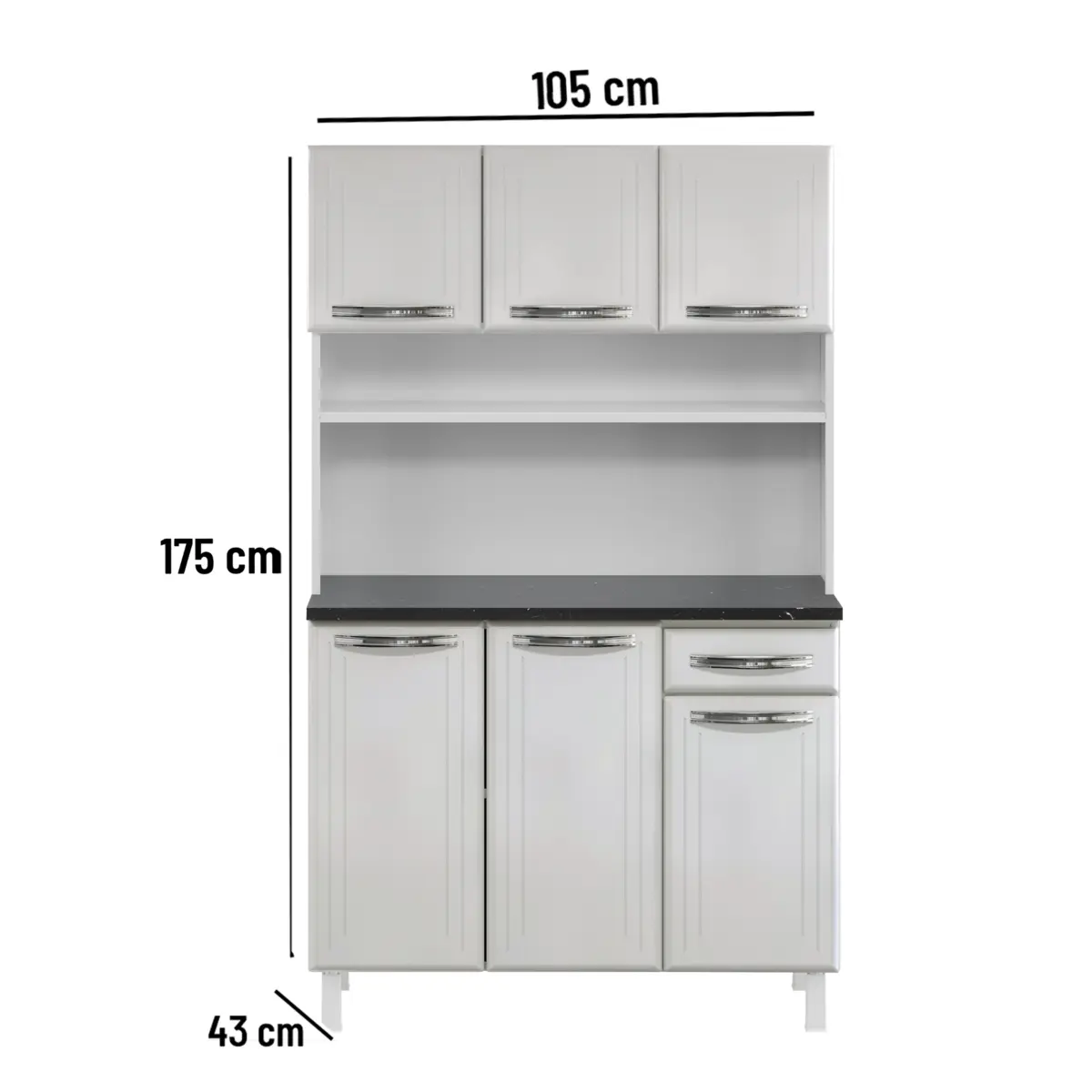 Kit Cozinha Esmeralda em Aço com Tampo 06 Portas 01 Gaveta Branco - Telasul