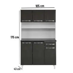 Kit Cozinha Esmeralda em Aço 06 Portas 01 Gaveta Cinza - Telasul