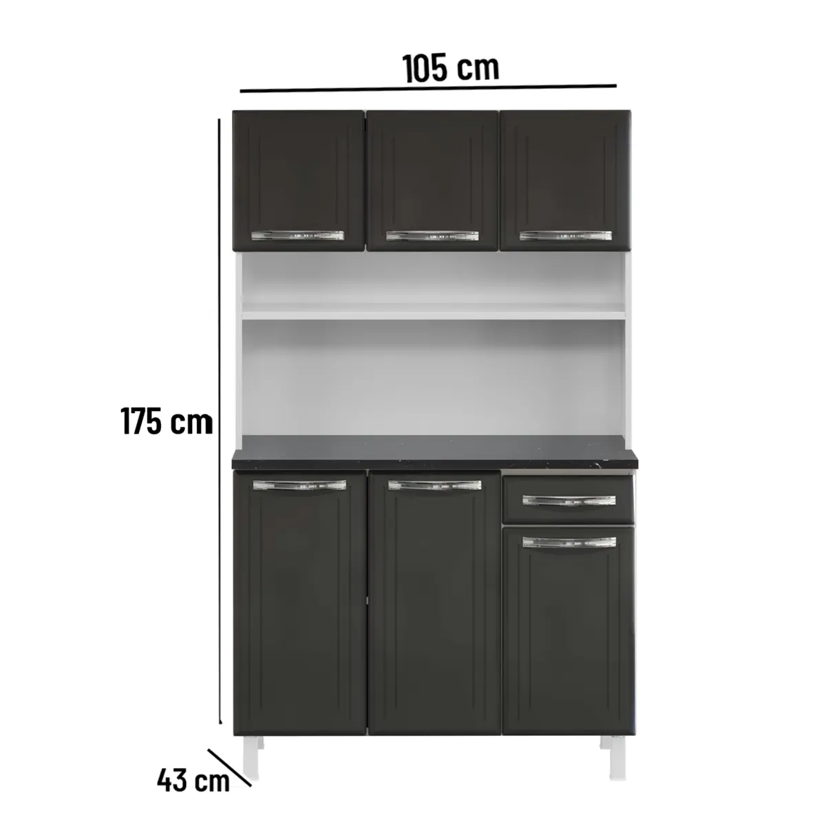 Kit Cozinha Esmeralda em Aço 06 Portas 01 Gaveta Cinza - Telasul