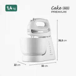 Batedeira Cake Inox Premium 4 Velocidades + Turbo 4L B-50-W 127v Branco - Mondial