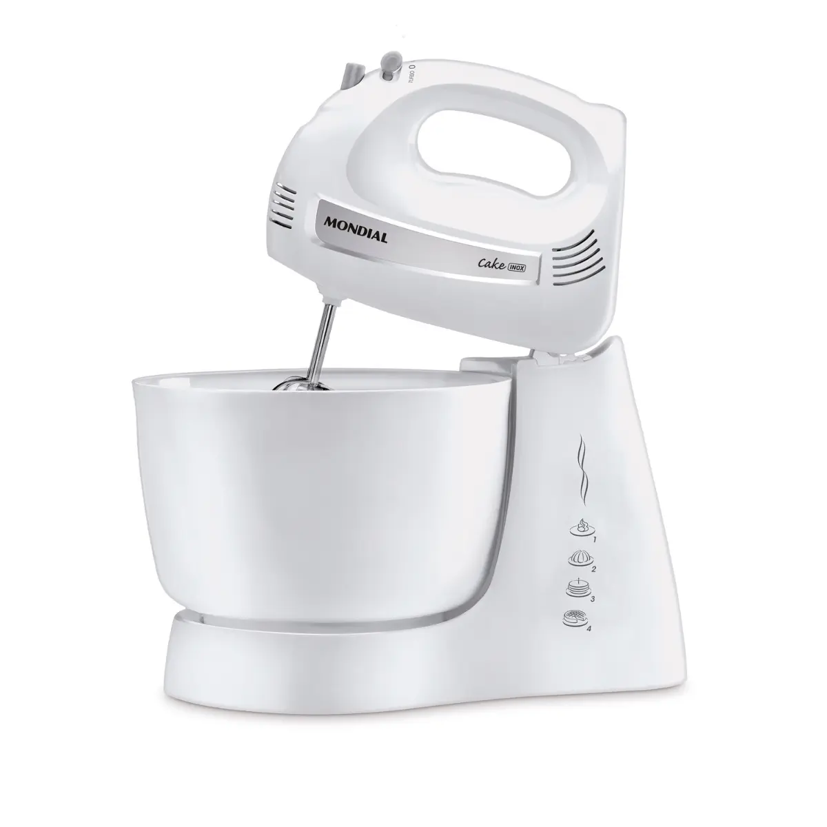 Batedeira Cake Inox Premium 4 Velocidades + Turbo 4L B-50-W 127v Branco - Mondial