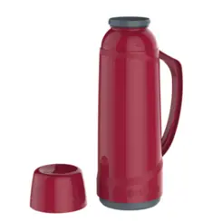 Garrafa Térmica Cristal em Polipropileno, Ampola de Vidro 1 Litro Vermelho - Soprano