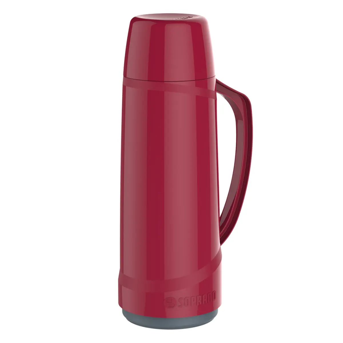 Garrafa Térmica Cristal em Polipropileno, Ampola de Vidro 1 Litro Vermelho - Soprano