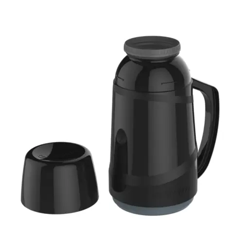 Garrafa Térmica Lotus em Polipropileno, Ampola de Vidro 500ml Preta - Soprano