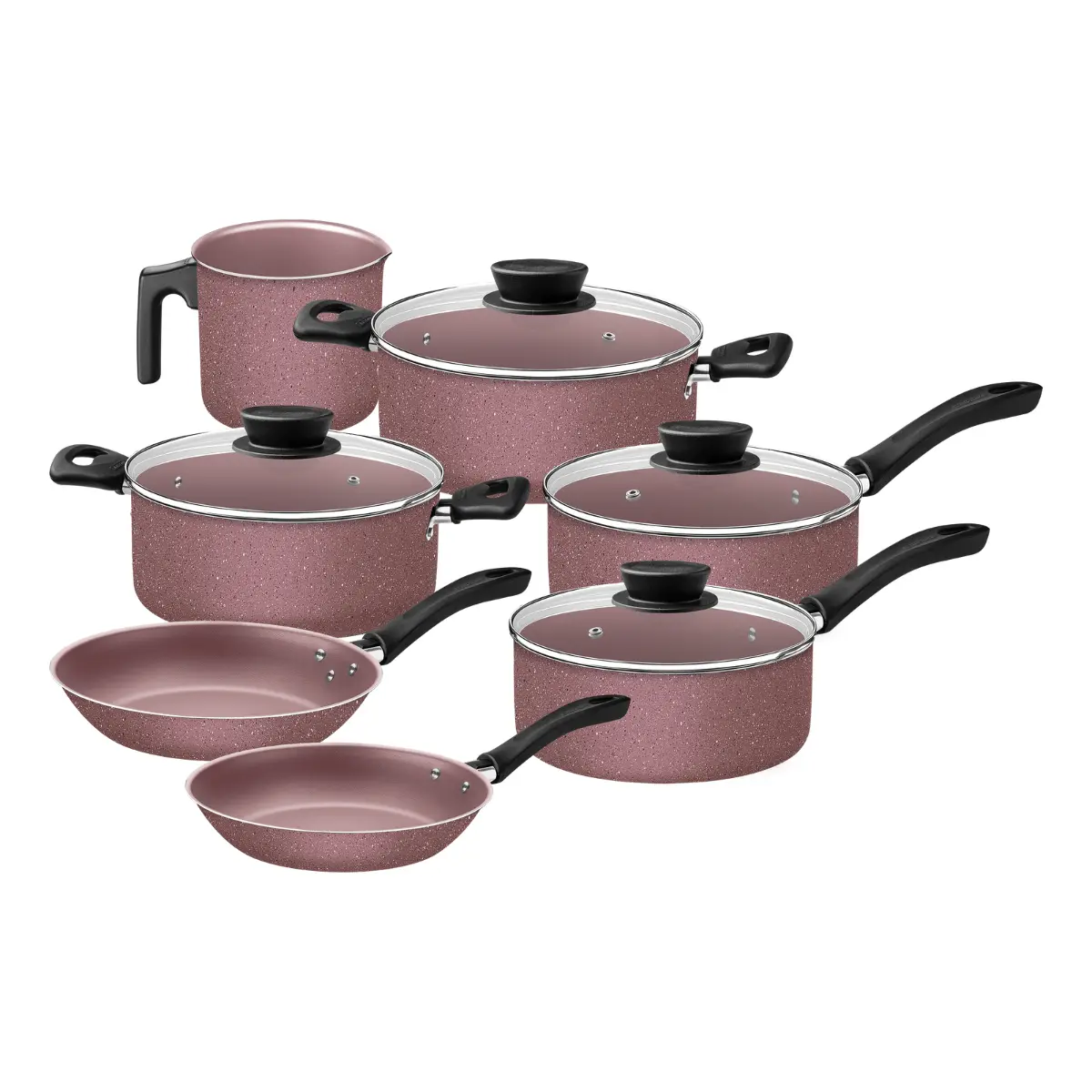 Jogo de Panelas Linz com 07 Peças em Alumínio com Revestimento Antiaderente Starflon Max 28299406 Rosa - Tramontina