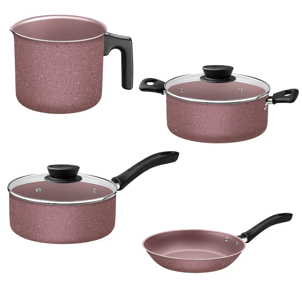 Jogo de Panelas Linz com 07 Peças em Alumínio com Revestimento Antiaderente Starflon Max 28299406 Rosa - Tramontina