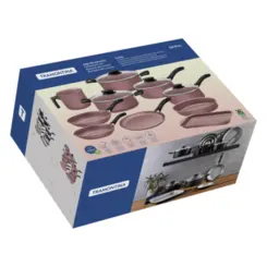 Jogo de Panelas Linz com 10 Peças em Alumínio com Revestimento Antiaderente Starflon Max 28299407 Rosa - Tramontina