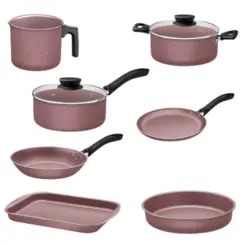 Jogo de Panelas Linz com 10 Peças em Alumínio com Revestimento Antiaderente Starflon Max 28299407 Rosa - Tramontina