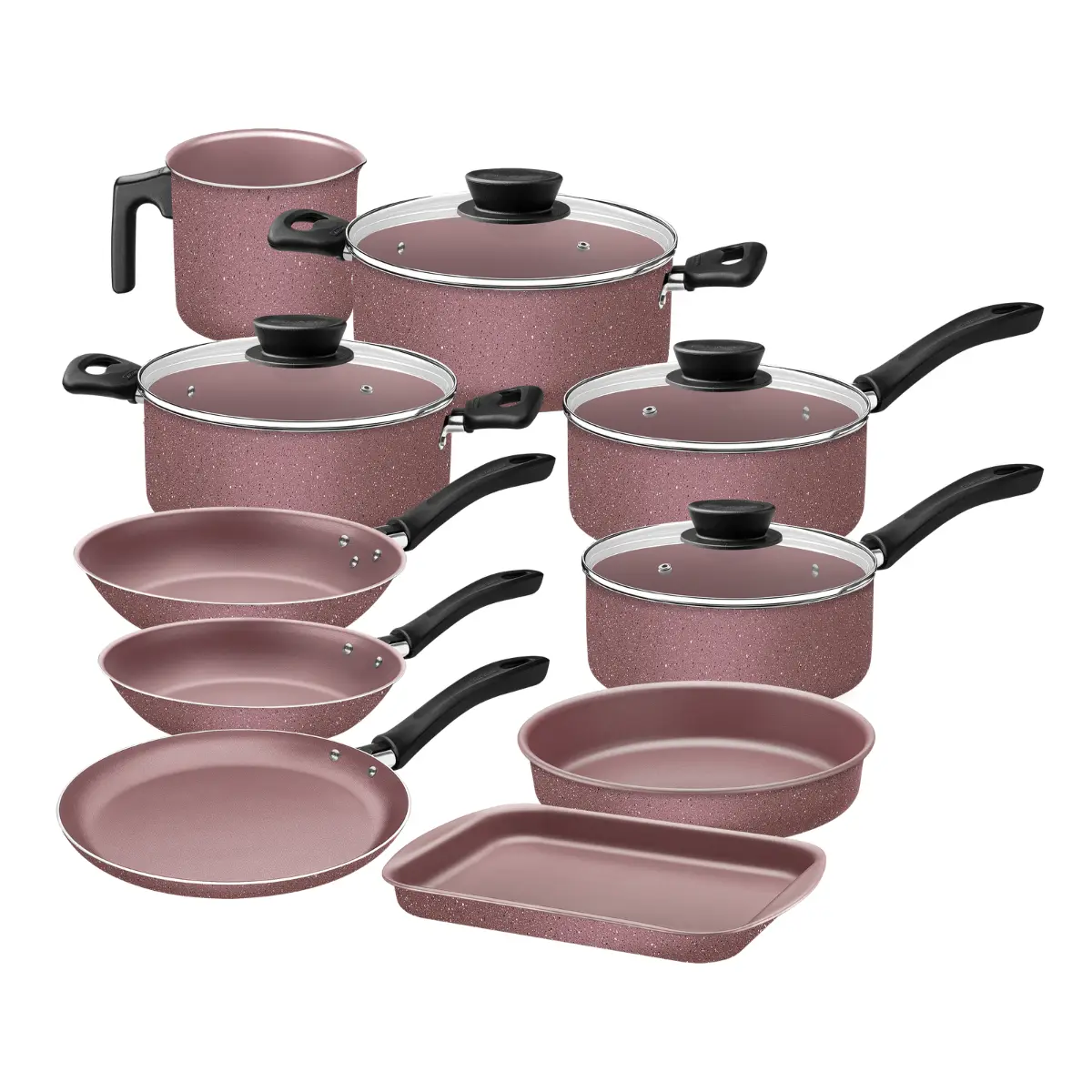 Jogo de Panelas Linz com 10 Peças em Alumínio com Revestimento Antiaderente Starflon Max 28299407 Rosa - Tramontina