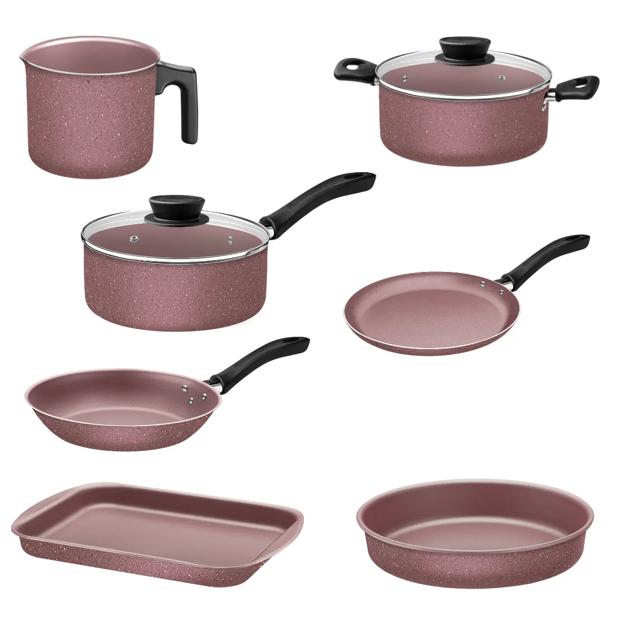 Jogo de Panelas Linz com 10 Peças em Alumínio com Revestimento Antiaderente Starflon Max 28299407 Rosa - Tramontina