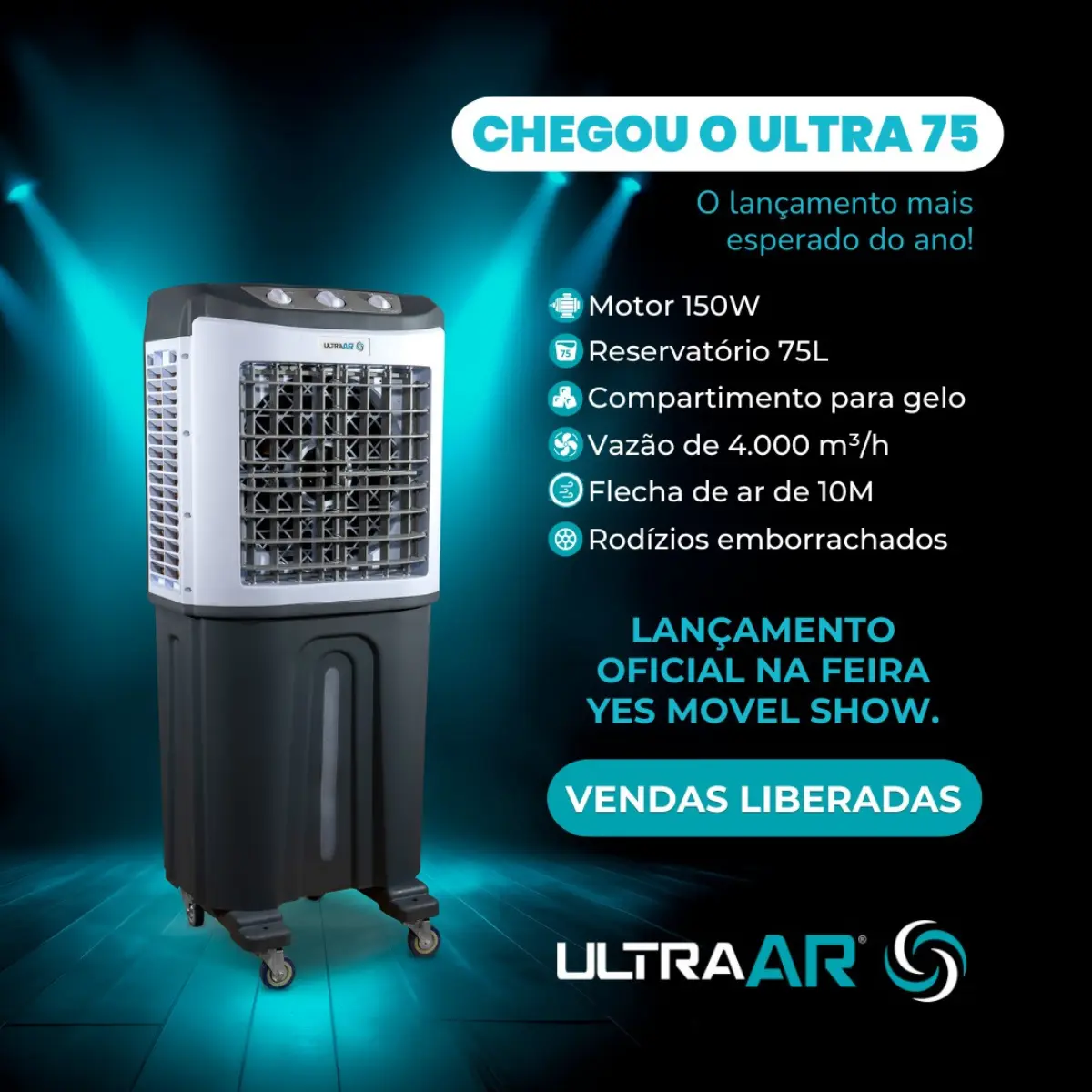 Climatizador de Ar Industrial Ultra 150w 75L 2643985 127v Cinza/Preto - Ultra Ar