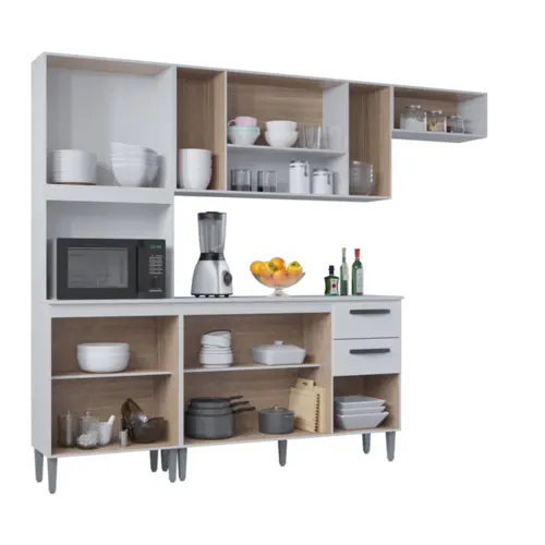 Cozinha Lavinia Compacta com 11 Portas 02 Gavetas 506.33 Branco - Poquema