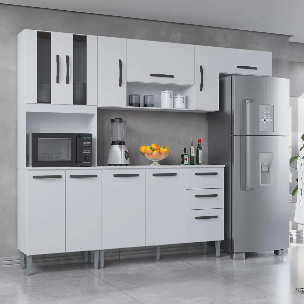 Cozinha Lavinia Compacta com 11 Portas 02 Gavetas 506.33 Branco - Poquema