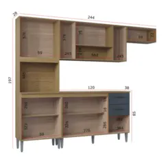 Cozinha Lavinia Compacta com 11 Portas 02 Gavetas 506.46 Damasco Ripado/Cinza - Poquema