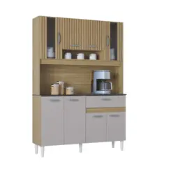 Kit Cozinha Coral com 08 Portas 01 Gaveta 564.48 Damasco Ripado/Off White - Poquema