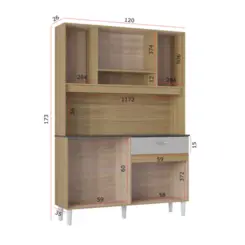 Kit Cozinha Coral com 08 Portas 01 Gaveta 564.48 Damasco Ripado/Off White - Poquema