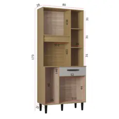 Kit Cozinha Malu com 05 Portas 01 Gaveta 650.48 Damasco Ripado/Off White - Poquema