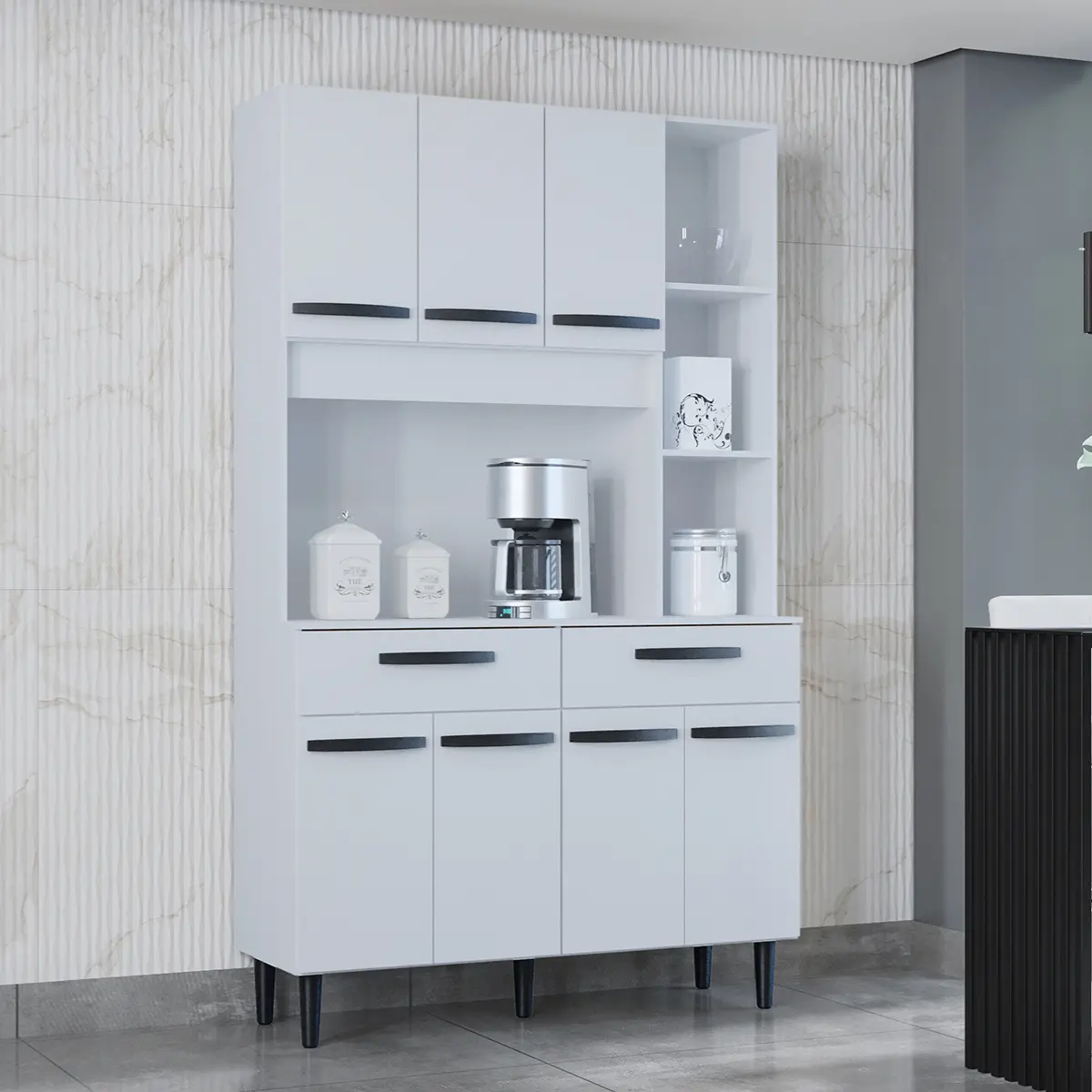 Kit Cozinha Malu com 07 Portas 02 Gavetas 651.33 Branco - Poquema